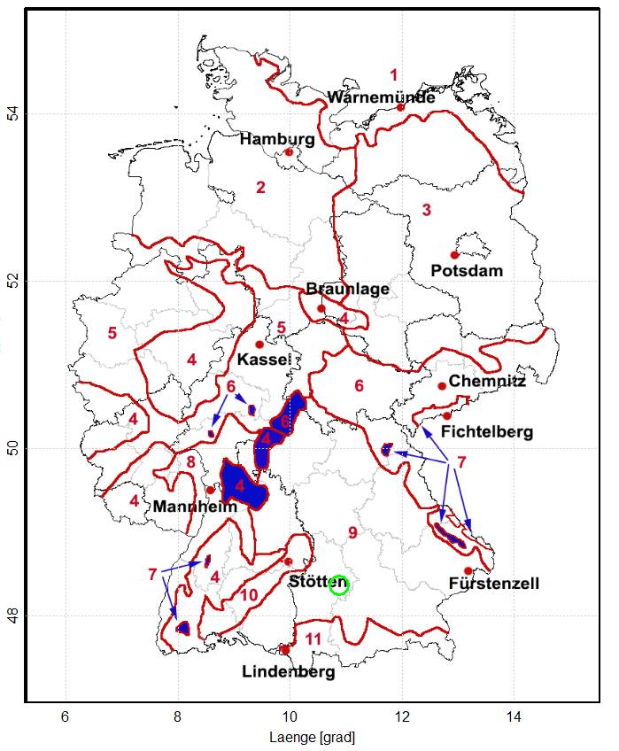Referenzklimakarte mit Augsburg