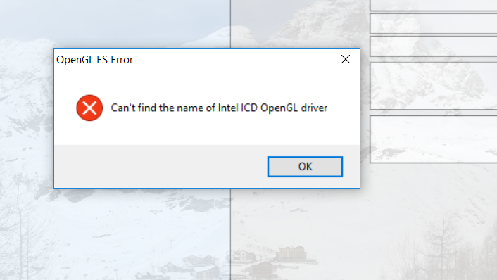 Can't find name of Intel ICD OpenGL driver
