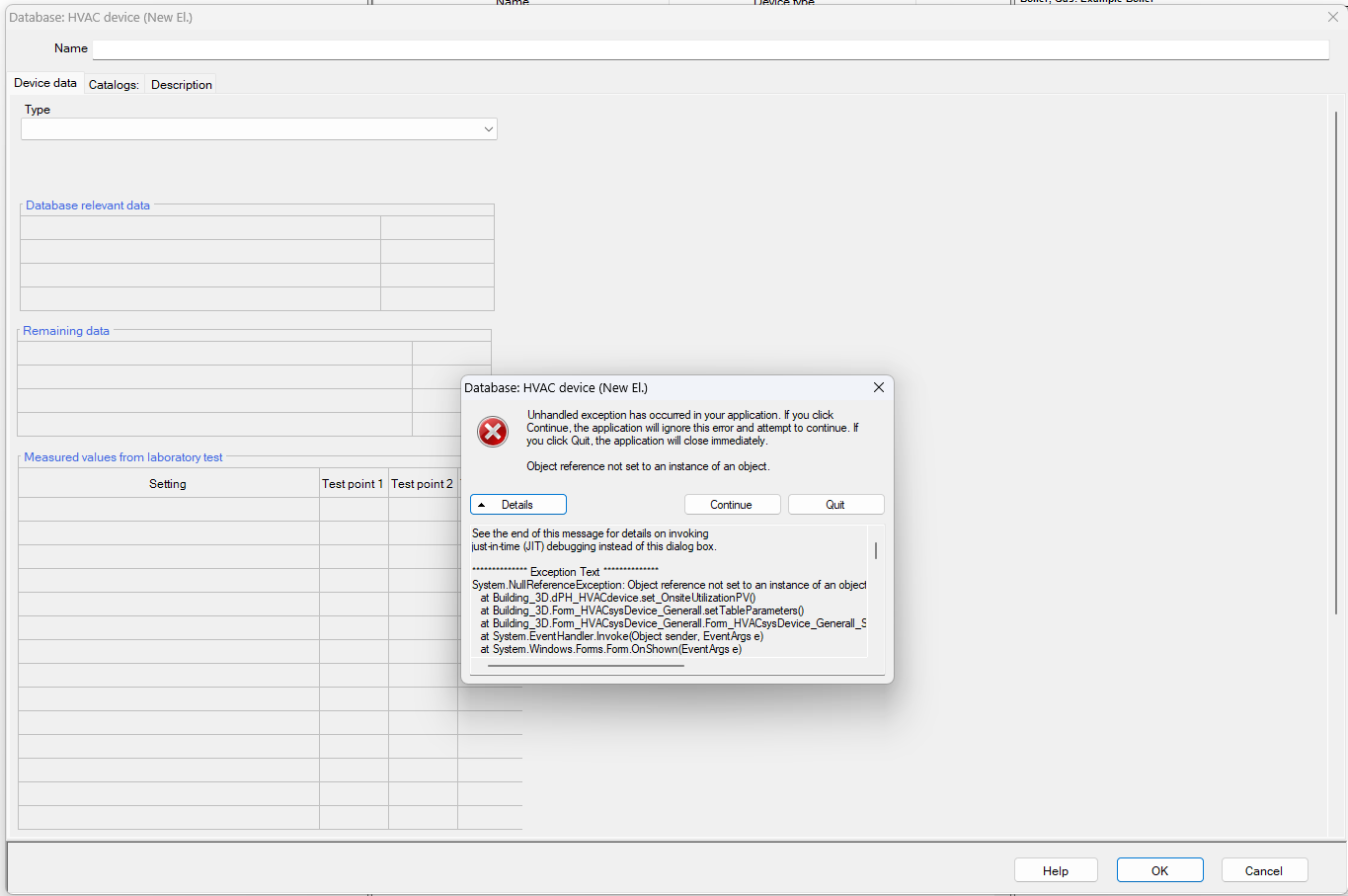 WUFI HVAC Database error screenshot.png